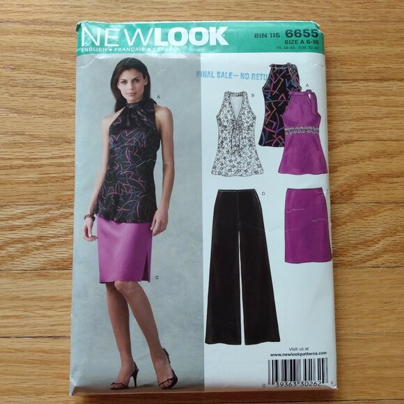 Sleeveless Top Skirt Pants Sewing Pattern Size 6-16 New Look 6655 UNCUT - Picture 1 of 9